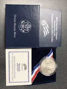 2010 American Veterans Disabled for Life Silver Dollar Coin UNC in Box & COA - Picture 1 of 6
