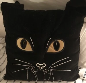 Pottery Barn Black Cat Plush Vacation Cat Pillow Decorative Cat Lady Plush - Picture 1 of 4