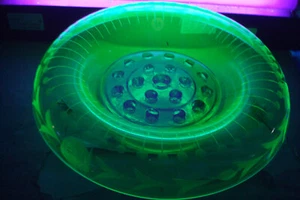Depression Glass Etched ROSE Green Uranium Glass W Flower Frogger Console Bowl - Picture 1 of 14