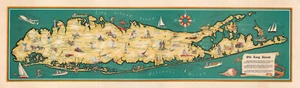 Pictorial Map of Old Long Island Ny New York Wall Art Decor Poster Print Gifts - Picture 1 of 2