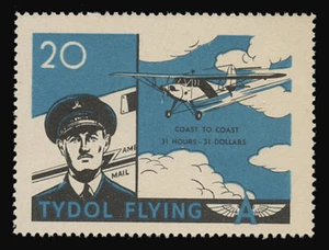 TYDOL FLYING "A" POSTER STAMPS OF 1940 - #20, COAST TO COAST - 31 HOURS, $30.00 - Imagen 1 de 2