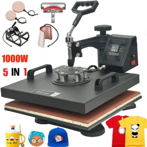 38x38cm 5 in 1 Digital Heat Press Machine T-shirt Sublimation Printer Transfer - Picture 1 of 12