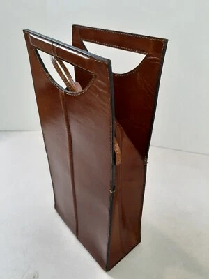 ¿Imitación de cuero marrón? Bolso Portabotellas Doble Vino Licor con Separador 15"x7" Foto 1 de 4