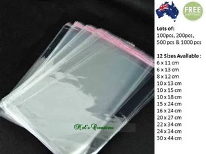 Self Adhesive Clear Cellophane Resealable Plastic Packaging Bags 12 sizes 100pcs - Picture 1 of 24