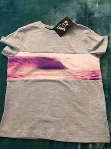Art Class Brand Girl’s Grey T Shirt waves pink purple beach NWT sz XS 4/5 - Picture 1 of 4
