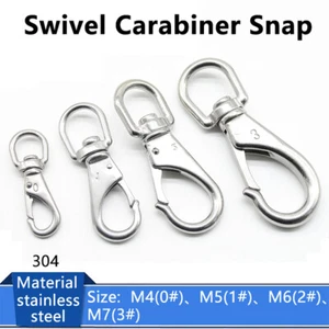 304 Stainless Steel Swivel Lobster Clasps Clips Carabiner Snap Hook key Ring - Picture 1 of 15