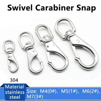 304 Stainless Steel Swivel Lobster Clasps Clips Carabiner Snap Hook key Ring - Image 1 of 4