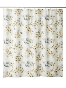 Shower Curtain Floral Ivory Cotton English Garden 72x72 Square Abigail - Picture 1 of 3