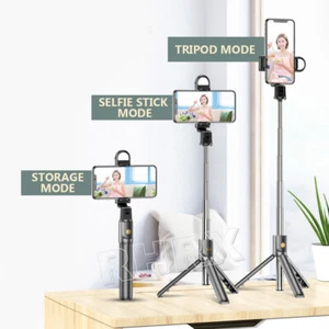 Télécommande 3 en 1 DEL remplissage lumière téléphone perche à selfie extensible trépied de bureau États-Unis - Photo 1 sur 12