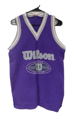 Camiseta deportiva vintage Wilson atlética púrpura baloncesto algodón sin mangas para hombre mediana  Foto 1 de 3