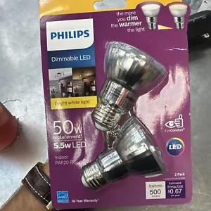 Philips par 20 led bulb 3000k 2 pack indoor dimmable 5.5 watt 50w replacement - Picture 1 of 8