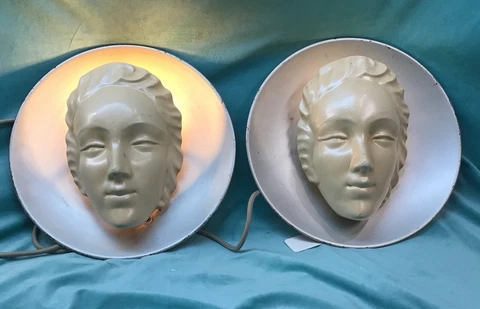 Vintage Art Deco Rare1930s Original Wall Face Sconce Untouched MC Antique Lamp Cover