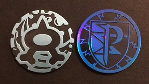 2 X Pokemon Coins Team Aqua Plasma Token Blue 2003 RARE SHINY From Theme Decks