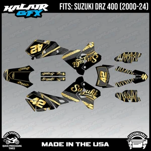 Graphics kit for Suzuki DRZ400 SM, S and E (2000-2024) Whiplash Series - Gold - Picture 1 of 4