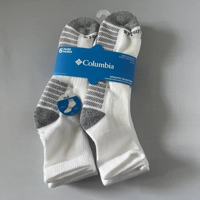 Nuevo paquete de 6 pares de calcetines deportivos Columbia para hombre blancos y grises Foto 1 de 2