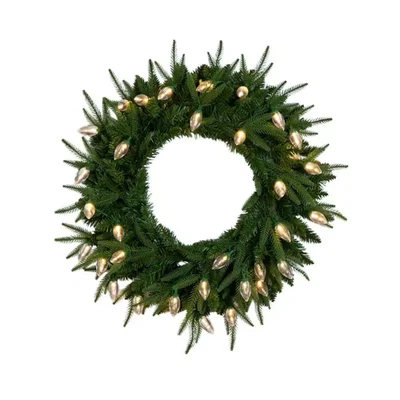 24 In. Pre-Lit Luxembourg Pine Artificial Christmas Wreath with 35-Multicolored  - Image 1 of 4