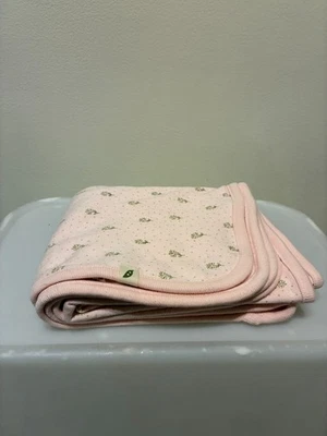 Manta de bebé floral rosa 100 % algodón orgánico Easy Peasy 26" x 30" nueva sin etiquetas Foto 1 de 4