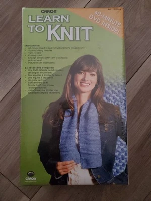 Kit Aprende a Tejer. Incluye DVD de 60 minutos, agujas, gráfico, hilo y bufanda. (NUEVO CON ETIQUETAS) Foto 1 de 2