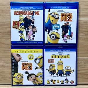 Despicable Me 1, 2, 3 & Minions Blu-ray Movies with Bonus DVDs Lot (NO Digital) - Picture 1 of 4