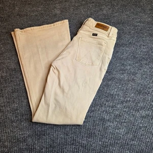 Pantalones de mezclilla Wrangler tiro alto acampanados feroces para mujer talla 0/25x30 beige - Imagen 1 de 8