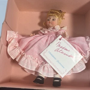 MADAME ALEXANDER #405 AMY DOLL IN PINK RUFFLED DRESS, WITH BOX, & TAG 8" - Picture 1 of 4