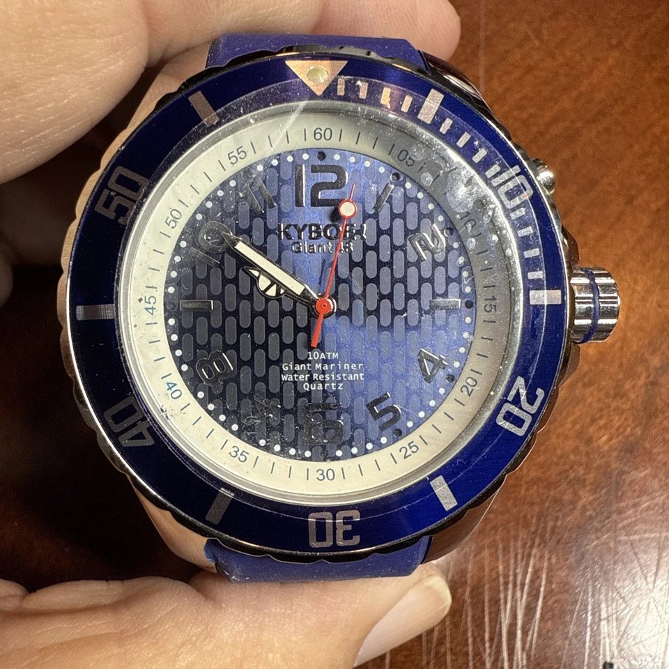 KYBOE! Giant Mariner 48mm Blue 10ATM WR Quartz Watch KY 48008 15 Needs Battery - Image 1 of 4