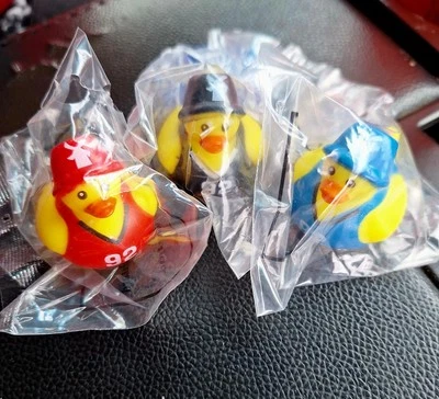 DUTCH BROS COFFEE Rubber Duck Set of 3 Basketball Jersey Red Blue Black - Image 1 of 2