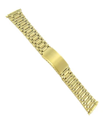 18-24mm T&C Gold Tone Stainless Steel Buckle Straight End Mens Watch Band - Image 1 of 3