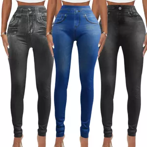 Jeans donna elasticizzati vita alta jeggings donna skinny leggings look denim pantaloni - Foto 1 di 15