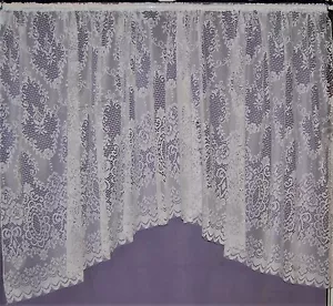 HEIDI BLANCO PESADO ENCAJE FLORAL JACQUARD JARDINERO RED CORTINA COMEDOR - Imagen 1 de 3