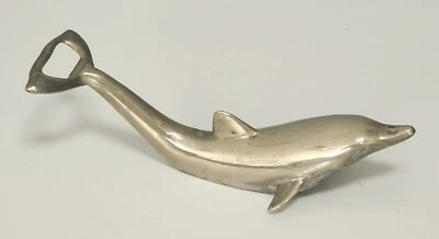 Abridor de botellas enchapado en plata con forma de defín de colección  Foto 1 de 4