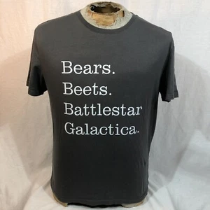 The Office Bears Beets Battlestar Galactica Graphic Gray T-Shirt Size Large S/S - Imagen 1 de 7