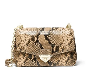New Michael Kors Women's Soho Chain Shoulder Bag camel push lock closure - Picture 1 of 5