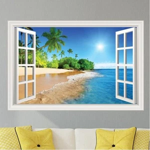 Beach Ocean Palm Trees #3 Wall Decal Sticker Graphic Art Mural - (4 Sizes) - Picture 1 of 3