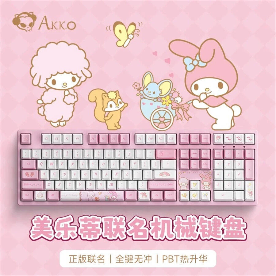 Akko My Melody Mechanical PBT Keycaps Keyboard 3087 3108 Wired Game Keyboards## - Image 1 of 4