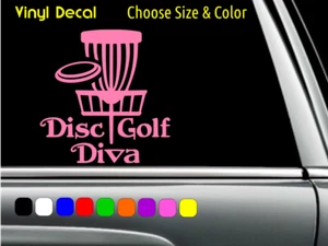 Disc Golf Diva Ladies Decal Laptop Car Window Sticker CHOOSE SIZE COLOR - Picture 1 of 2