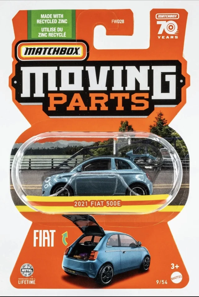 🆕 2023 Matchbox Moving Parts⭐️70 Years Series⭐️2021 FIAT 500E⭐️Blue Coupe 9/54 - Image 1 of 1