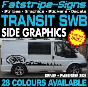to fit FORD TRANSIT SWB GRAPHICS STICKERS STRIPES DECALS MK6 MK7 MOTORHOME VAN - Picture 1 of 2