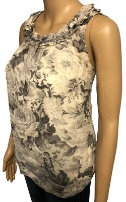 Blusa TALBOTS 100 % seda gasa con camisola talla 4 volantes ribete pulóver sin mangas Foto 1 de 4