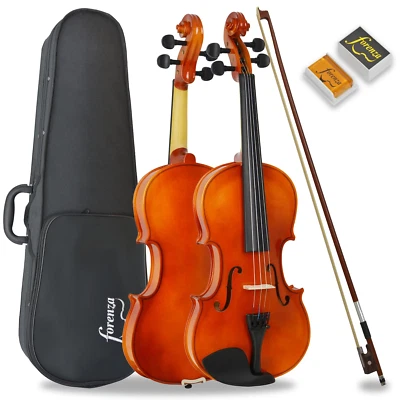 Uno Violin Outfit 1/2 Size - Bow, Case, Rosin, Fine-Tuning Tailpiece - Forenza