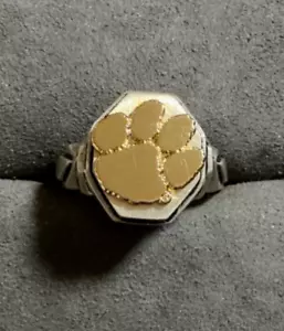 NUEVO ANILLO DE SELLO ESTERLINA ESTILO VINTAGE PATA DE Clemson relleno de oro amarillo de 14k - Imagen 1 de 5