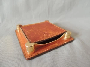 Office Accessory Leather & Bronze Emirates for Small Items - Picture 1 of 6