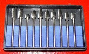 10-pc CARBIDE BURR SET – die grinder burrs single cut metal grinding bits - Picture 1 of 1