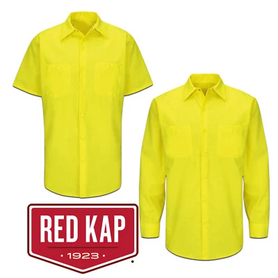 Camisa de trabajo duradera Red Kap para hombre visibilidad mejorada Rip Stop uniforme industrial Foto 1 de 4