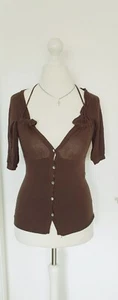 Strickjacke Kookaï Kookai braun Kurzarm Größe S evtl XS dünn Bänder - Bild 1 von 13