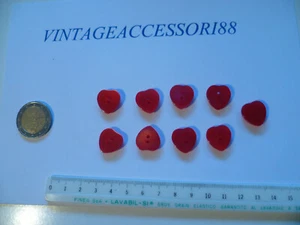 9 bottoni resina a cuore vintage anni 80 diametro 1,5 cm , rosso madreperlato - Foto 1 di 3