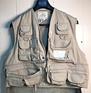 Woodfield Fly Fishing Vest Women Sz Lg Men M Tan Khaki Lots of Pockets Unused - Picture 1 of 10