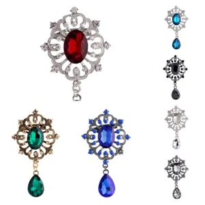 Multicolor Rhinestone Corsage Badge Crystal Vintage Women Wedding Pin Brooches - Picture 1 of 16