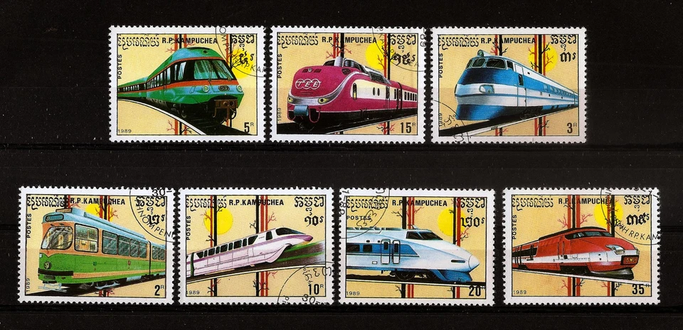 R.P. Kampuchea Camboya 1989 Trenes Locomotoras Tren Locomotora Ferrocarril Usado  Foto 1 de 1