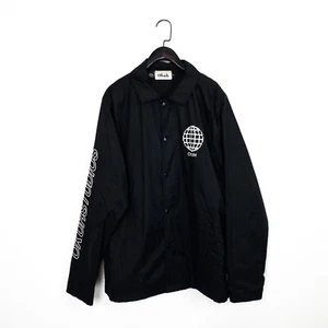 Okuh Studios Black White Logo Graphic Collared Lightweight Jacket - Size L - Picture 1 of 21